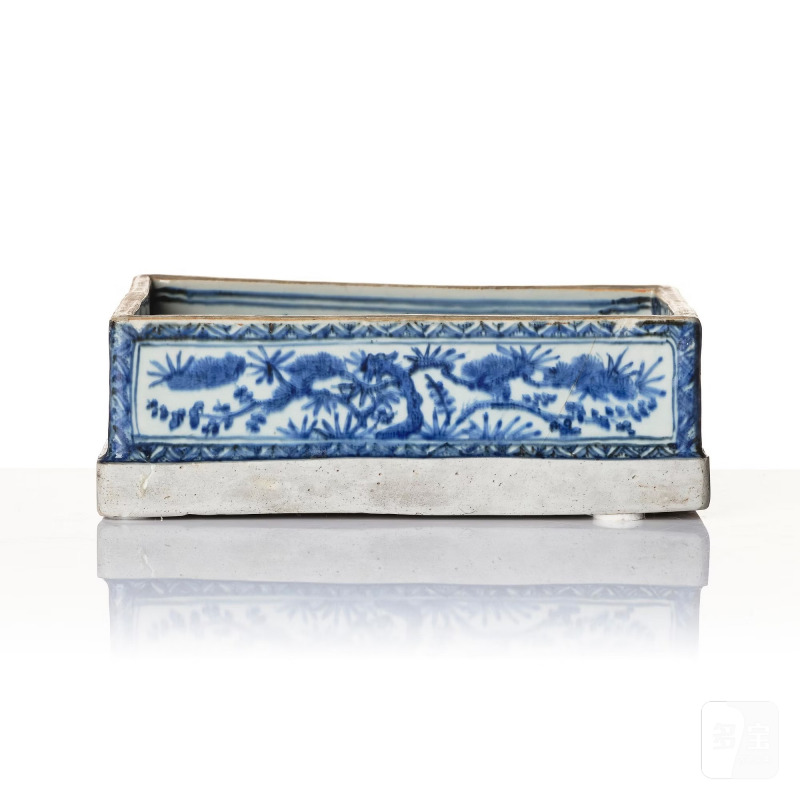 A blue and white part writing-box, - 图6